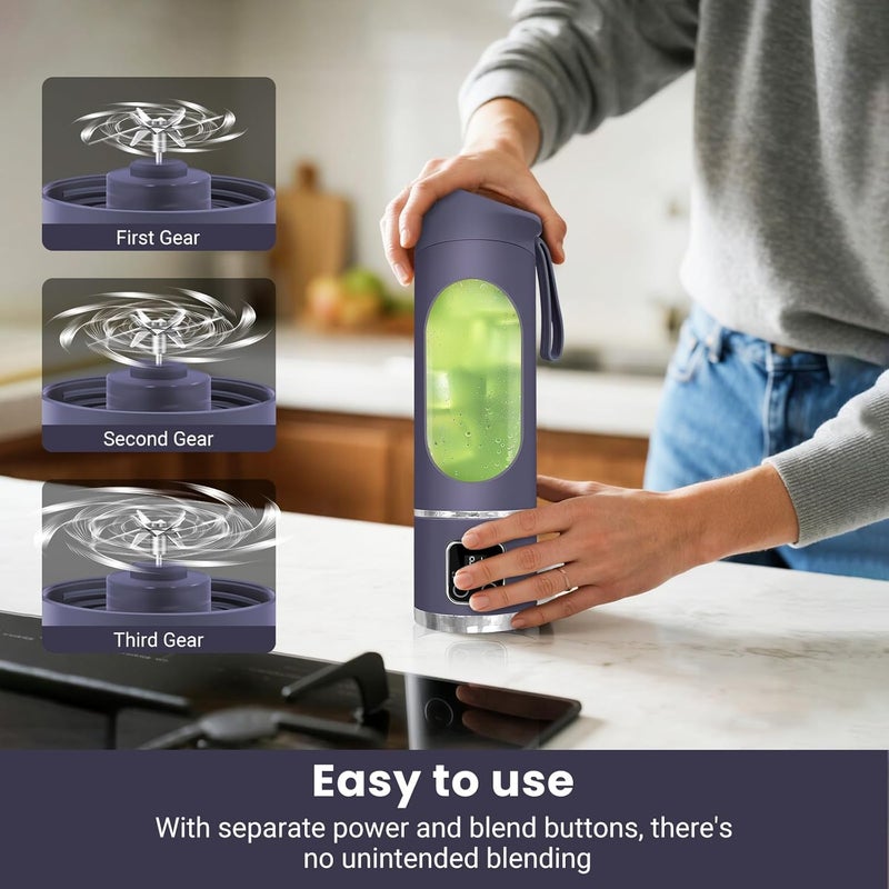 pakay Portable Blender Personal Electric USB，500ML Portable juicer Shakes and Smoothies Blender，Small Blenders，Mixing，Compact、Convenient and Versatile (Purple) - Image 5